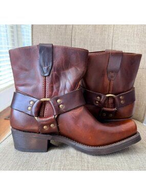 Durango Harness Brown Leather Motorcycle Boots Women's Size 8.5 USA